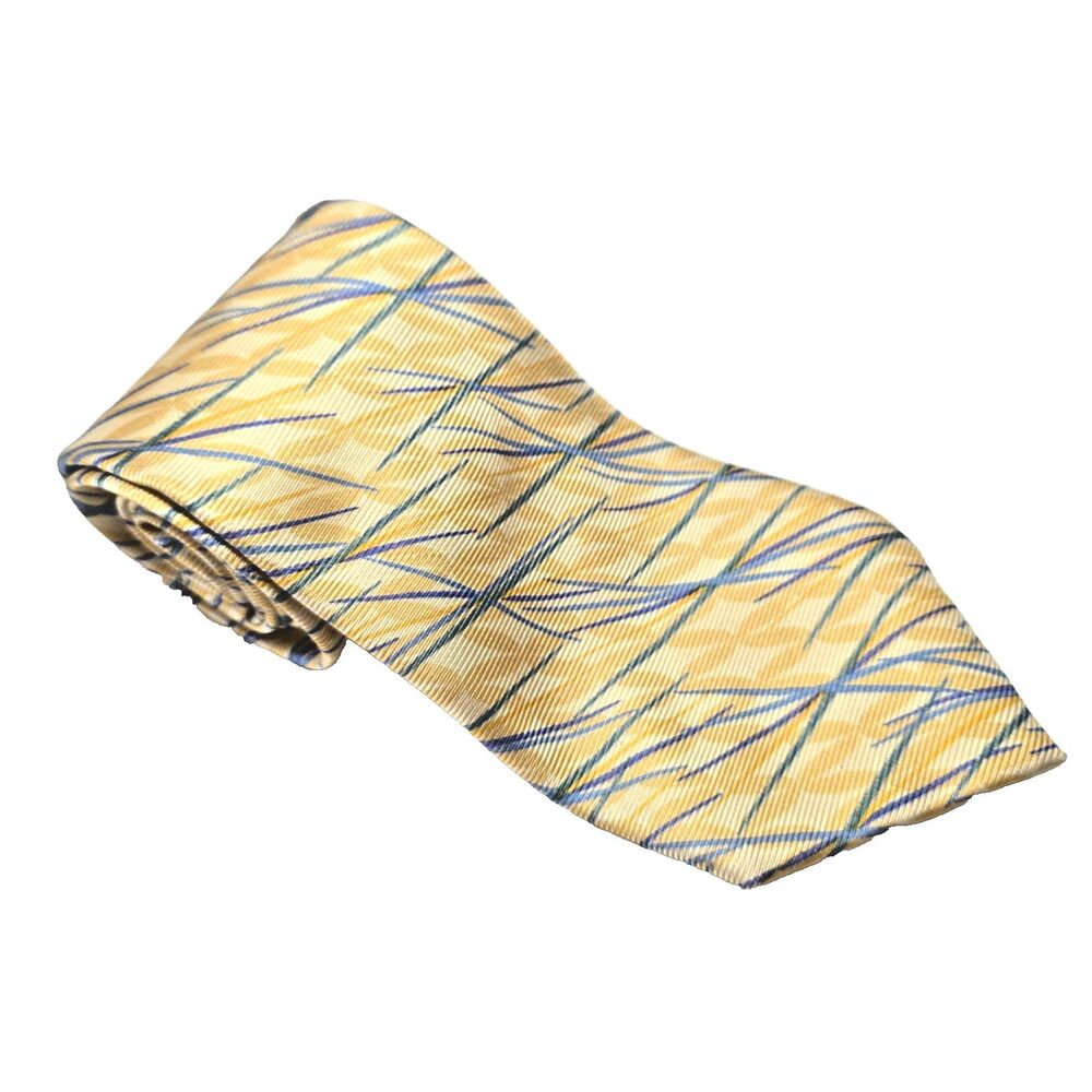 VERSACE Tie - 100% Silk Gianni Versace Tie Made in Italy Gold, Blue‎ & Green